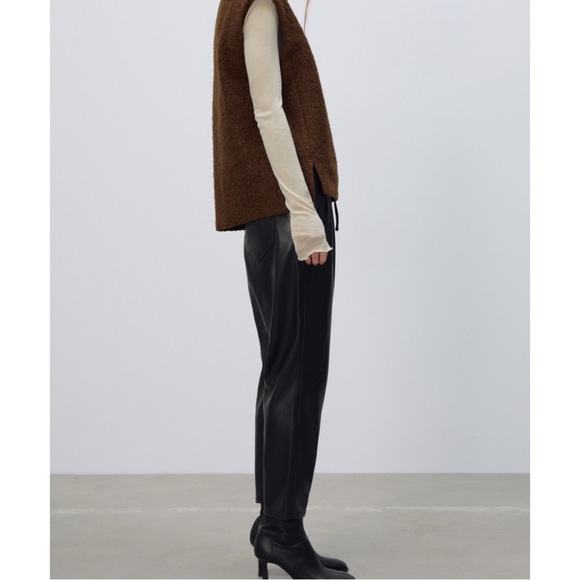 Zara Faux Leather The Weekend Pants in Black Size Medium - Picture 2 of 9